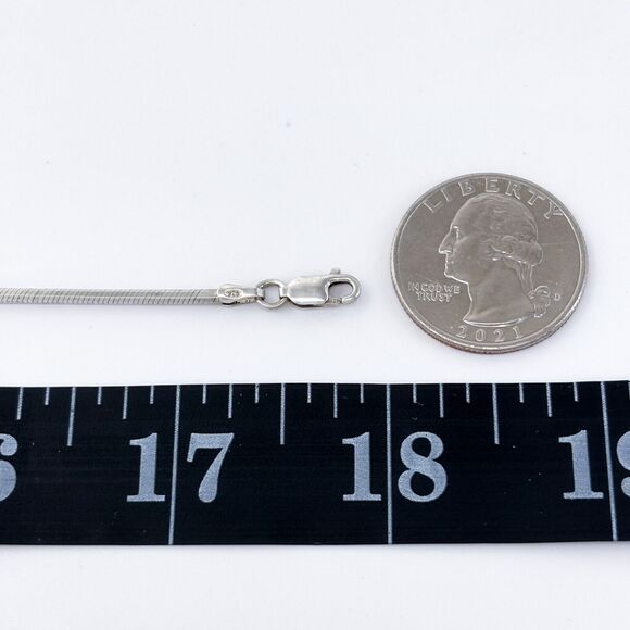 Vintage Italy Sterling Silver 925 1.8mm Square Snake Chain Necklace 17.5" - Picture 2 of 3